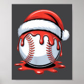 Baseball Christmas Santa Hat Dripng Festive Holida Poster (Voorkant)
