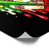 Baseball Christmas Santa Hat Dripng Ice Cream Xmas Poster (Hoek)