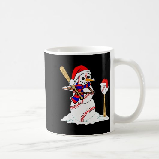 Baseball Christmas Snowman Playing Baseball  Koffiemok (Rechts)