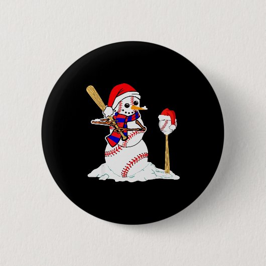 Baseball Christmas Snowman Playing Baseball  Ronde Button 5,7 Cm (Voorkant)