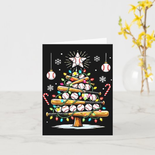 Baseball Christmas Tree Lights  Kaart (Gele Bloem)