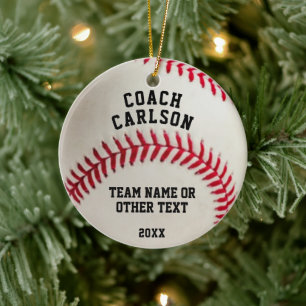 Baseball Coach Ball Stitching Foto gepersonaliseer Keramisch Ornament