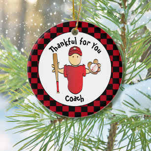 Baseball Coach-waardering Aangepaste naam Cadeauid Keramisch Ornament