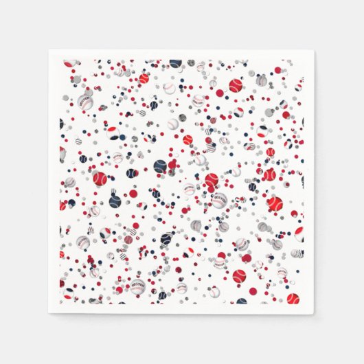 Baseball-Confetti, Transparent-PAPER PARTY-NAPKINS Servetten (Voorkant)