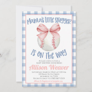 Baseball Coquette Baby shower Invitation Kaart
