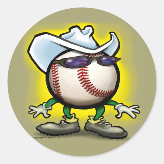 Baseball Cowboy Ronde Sticker (Voorkant)