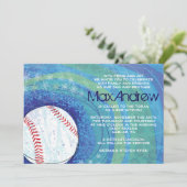 BASEBALL CRAZE Bar Bat Mitzvah Uitnodiging (Staand voorkant)