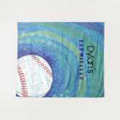 BASEBALL CRAZE Bar Bat Mitzvah Uitnodiging Wandkleed (Voorkant (horizontaal))