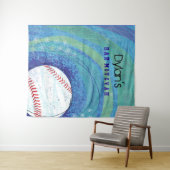 BASEBALL CRAZE Bar Bat Mitzvah Uitnodiging Wandkleed (In Situ (horizontaal))