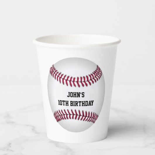 Baseball Custom Birthday Papieren Bekers (Voorkant)