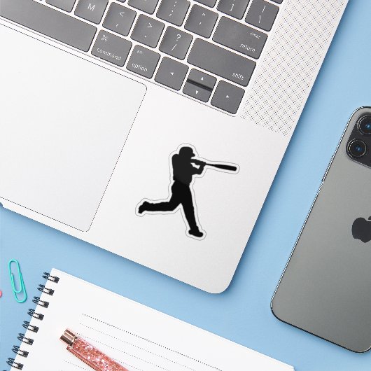 Baseball Custom-Cut Sticker (Laptop met iPhone)