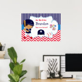 Baseball Cute African American Boy Birthday Poster (Thuiskantoor)