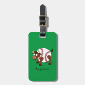 Baseball Cute Kinder Cartoon Bull Bagagelabel (Voorkant verticaal)