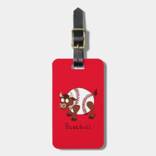Baseball Cute Kinder Cartoon Bull Bagagelabel