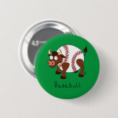 Baseball Cute Kinder Cartoon Bull Ronde Button 5,7 Cm (Voorkant /achterkant)