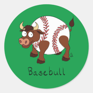 Baseball Cute Kinder Cartoon Bull Ronde Sticker
