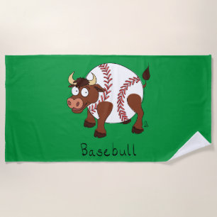 Baseball Cute Kinder Cartoon Bull Strandlaken