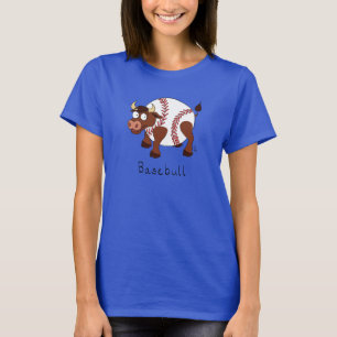 Baseball Cute Kinder Cartoon Bull T-shirt