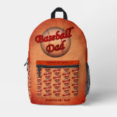 Baseball Dad Cute Personalized Bedrukte Rugzak (Voorkant)