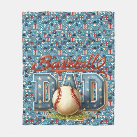 Baseball DAD Kerst blauwe achtergrond Fleece Deken (Voorkant)