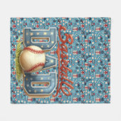 Baseball DAD Kerst blauwe achtergrond Fleece Deken (Voorkant (Horizontaal))