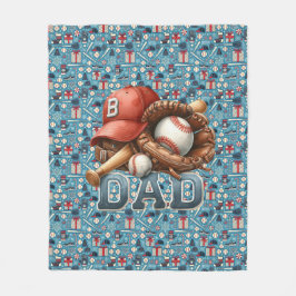 Baseball DAD Kerst blauwe achtergrond Fleece Deken
