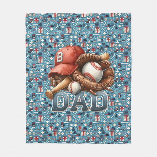 Baseball DAD Kerst blauwe achtergrond Fleece Deken (Voorkant)