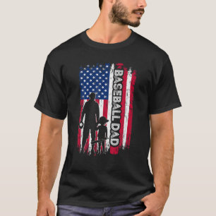 Baseball DAD USA Flag Baseball Player's Father Fat T-shirt