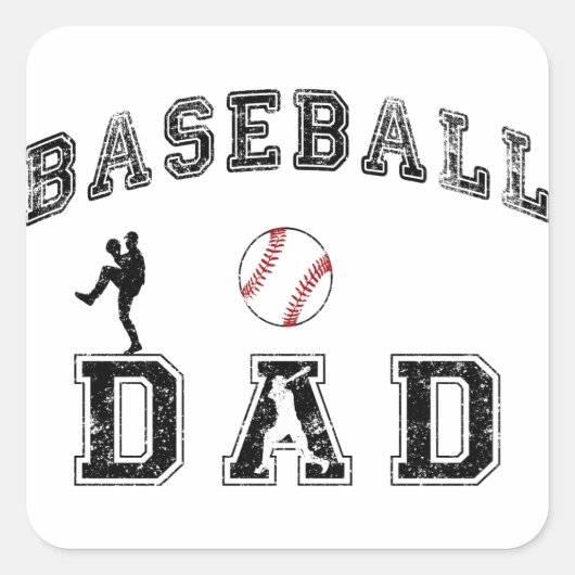 Baseball Dad Vierkante Sticker (Voorkant)