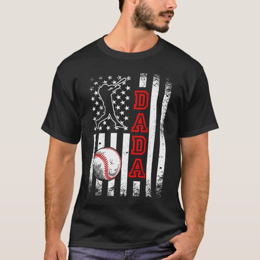 Baseball Dada Amerikaanse vlag Baseball T-shirt (Voorkant)