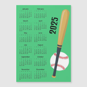 Baseball Design 2025 Kalender Magnetische Kaart