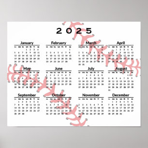 Baseball Design 2025 Kalender Poster
