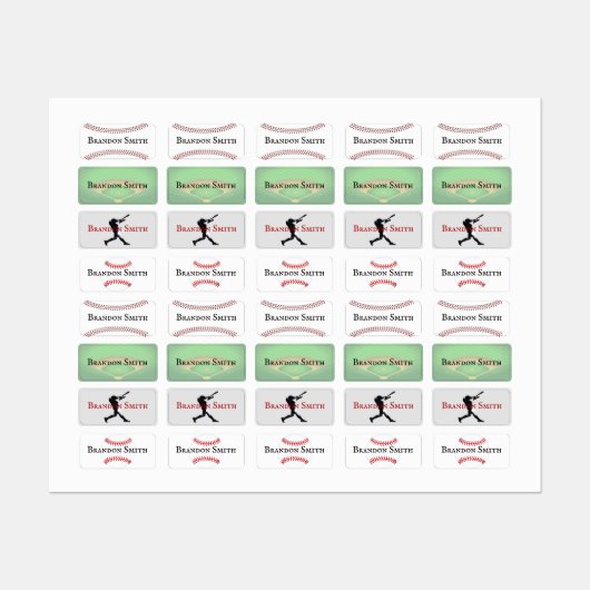Baseball Design Naam Etiketten Labels (Vel)