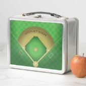 Baseball Diamond Design Metal Lunchbox (En situation)