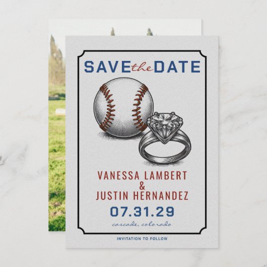 Baseball Diamond Save The Date (Voorkant / Achterkant)