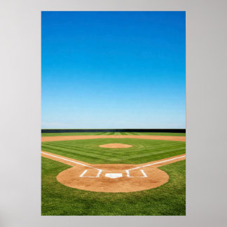 Baseball Diamond Under Bright Blue Sky Poster