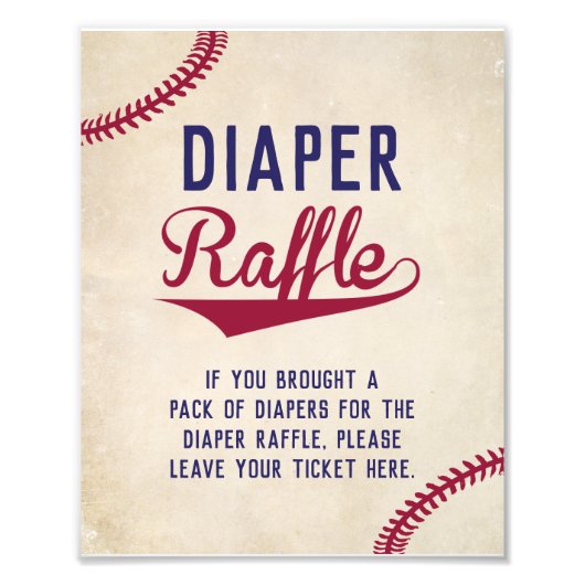 Baseball diaper Raffle Display Sign  Foto Afdruk (Voorkant)