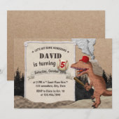 Baseball Dinosaur Boys All-Star Birthday Party Kaart (Voorkant / Achterkant)