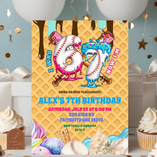 Baseball Drip 67 boy Birthday Party Invitation