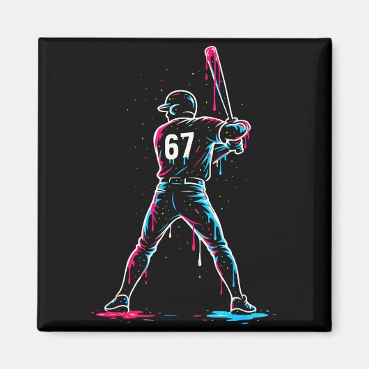 Baseball Drip 6 7 Number 67 Six Seven Meme Mens Bo Magneet (Voorkant)