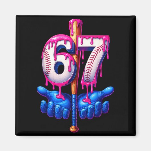 Baseball Drip 6 7 Number 67 Six Seven Meme Mens Bo Magneet (Voorkant)
