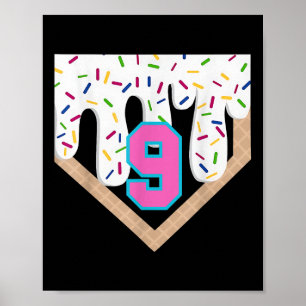 Baseball Drip 9e Verjaardag Home Bord Boys Youth 9 Poster