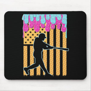 Baseball Drip Bat Boys Ice Cream Amerikaanse Vlag Muismat