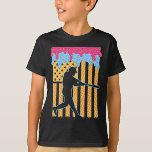 Baseball Drip Bat Boys Ice Cream Amerikaanse Vlag T-shirt
