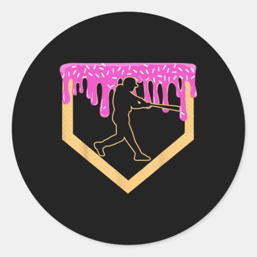Baseball Drip Boy Home Bord Ice Cream Youth Baseb Ronde Sticker (Voorkant)