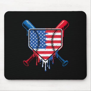 Baseball Drip Boys Ice Cream Patriotic American Fl Muismat
