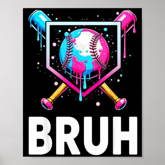 Baseball Drip Funny Bruh Ice Cream Dripng Matching Poster (Voorkant)