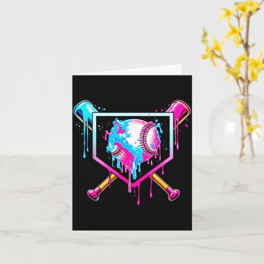 Baseball Drip Funny Ice Cream Dripng Matching Fami Kaart (Gele Bloem)