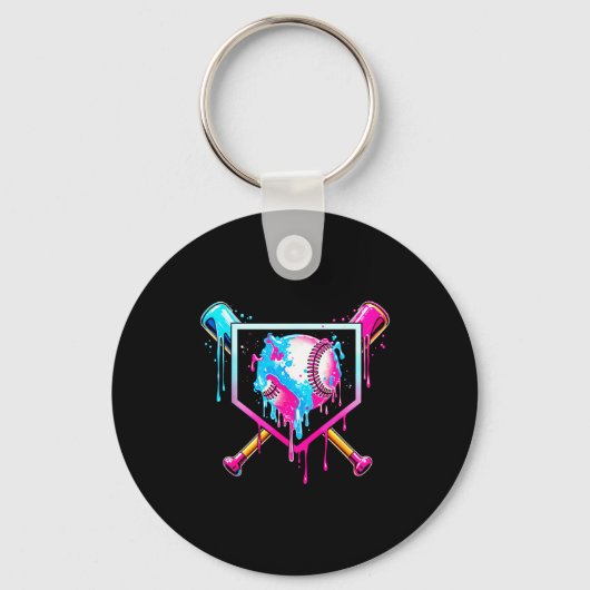 Baseball Drip Funny Ice Cream Dripng Matching Fami Sleutelhanger (Voorkant)