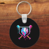 Baseball Drip Funny Ice Cream Dripng Matching Fami Sleutelhanger (Voorkant)